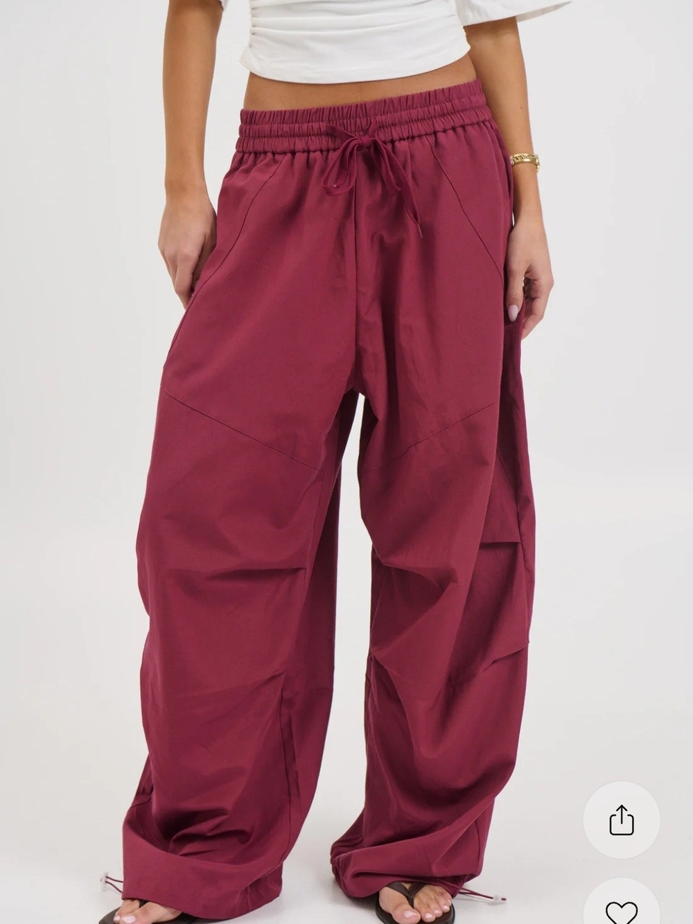 Bronze Snake Lavinia Women's Wide Leg Drawstring Pants in Wine - Picture 2 of 6